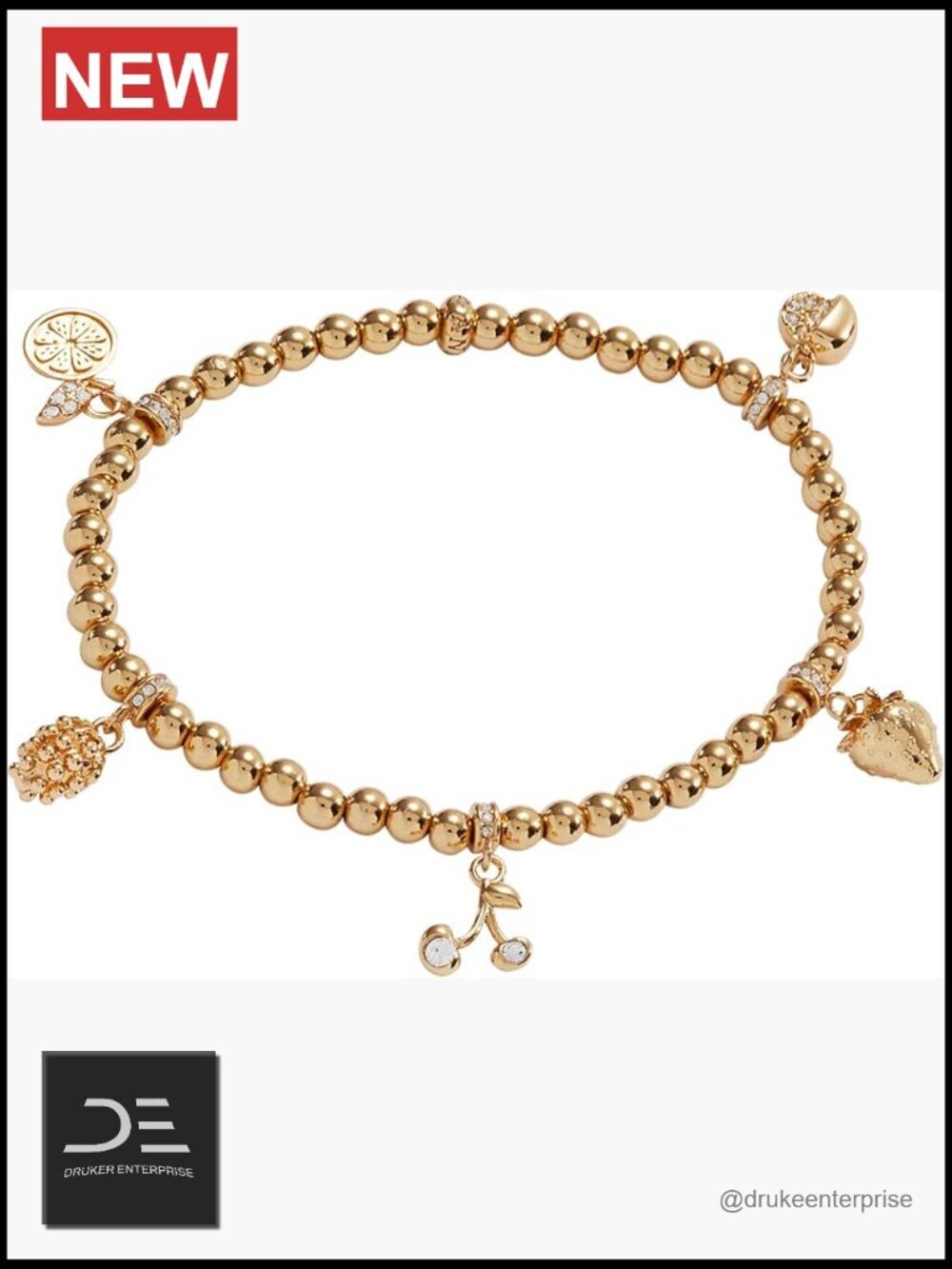 Charm Stretch Bracelet with Pear and Oval Stones